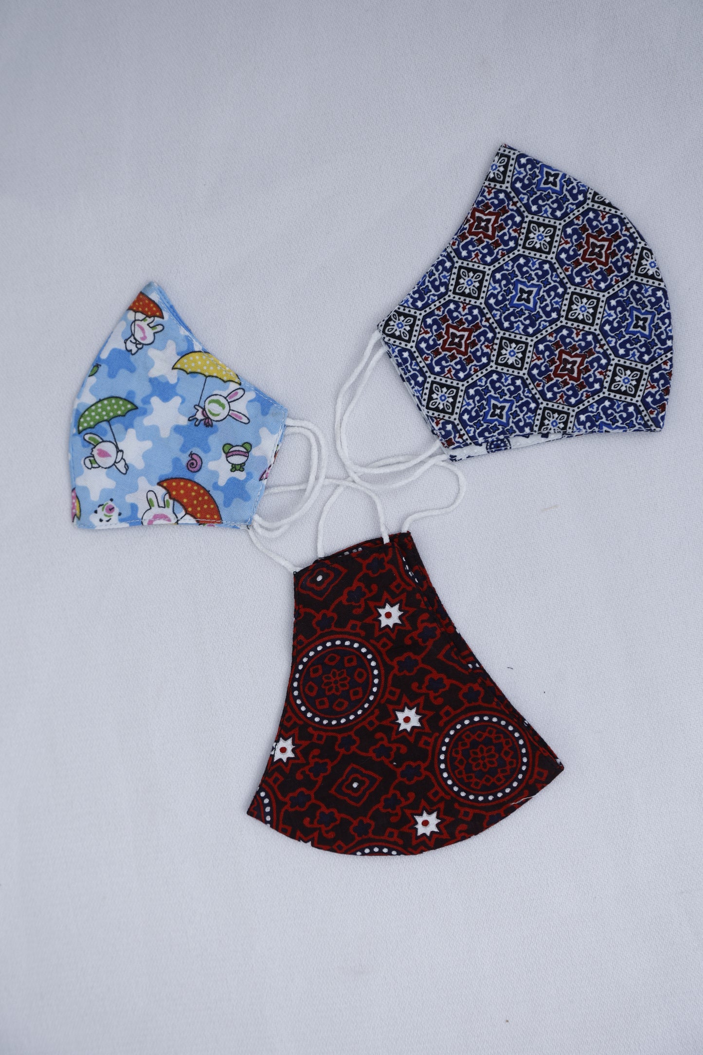Ajrak Pattern Mask Reusable/Washable/Breathable Double Layer Cotton Fabric - Mask for Girls Boys and Baby- Hunarcrafting Original