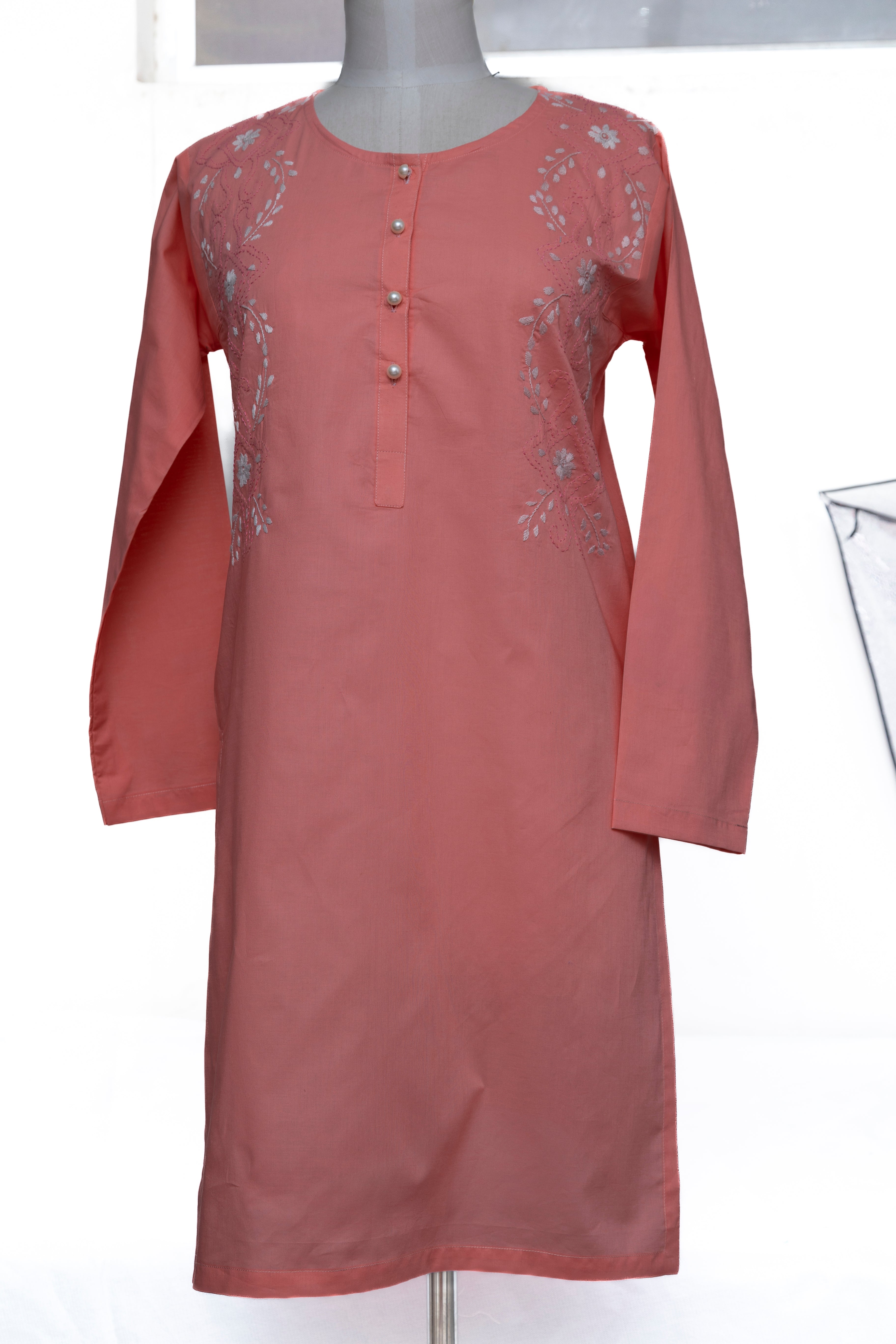 Lawn Kurta with Shadow Work - Embraided Lawn Kurta - Ready to wear