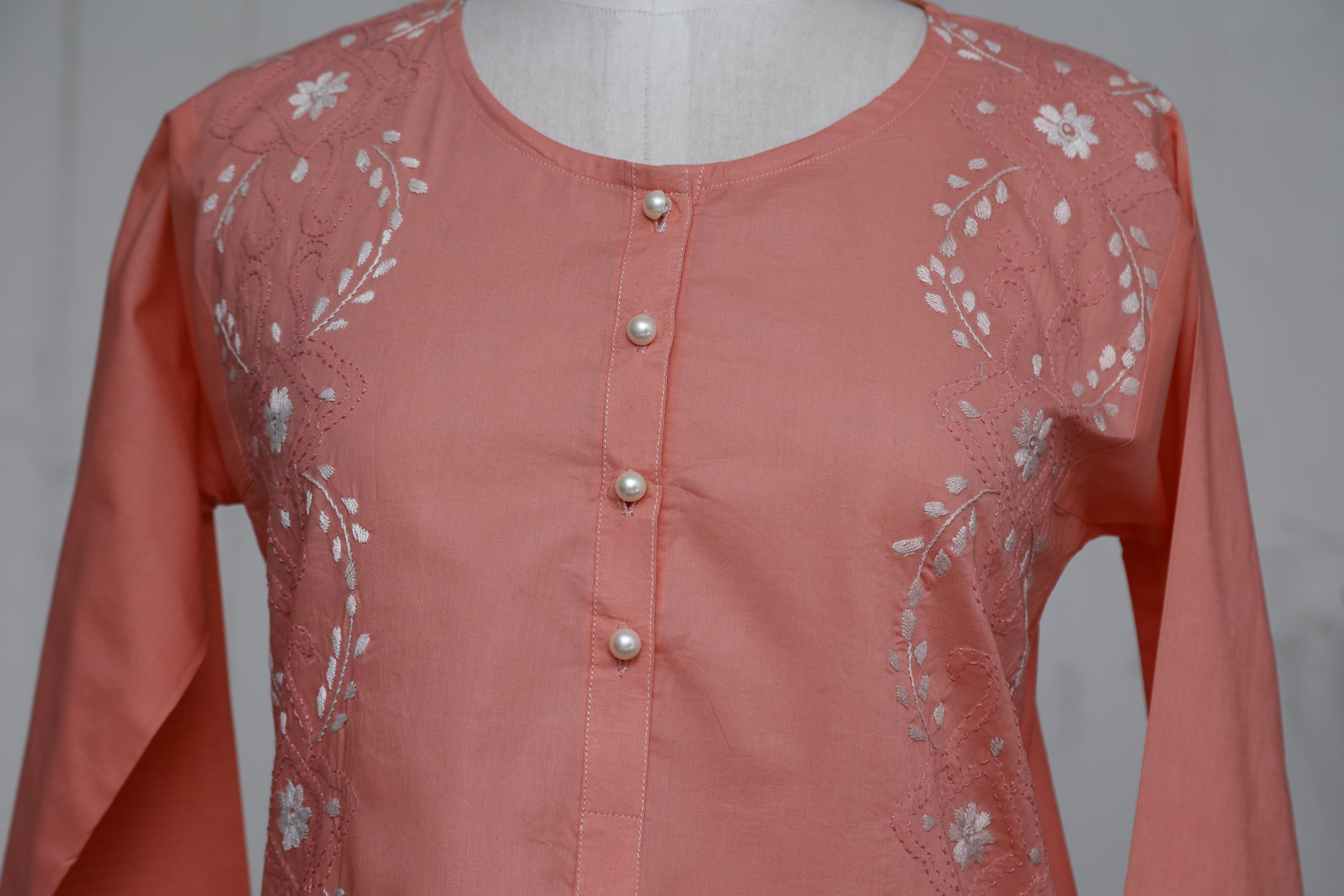 Lawn Kurta with Shadow Work - Embraided Lawn Kurta - Ready to wear