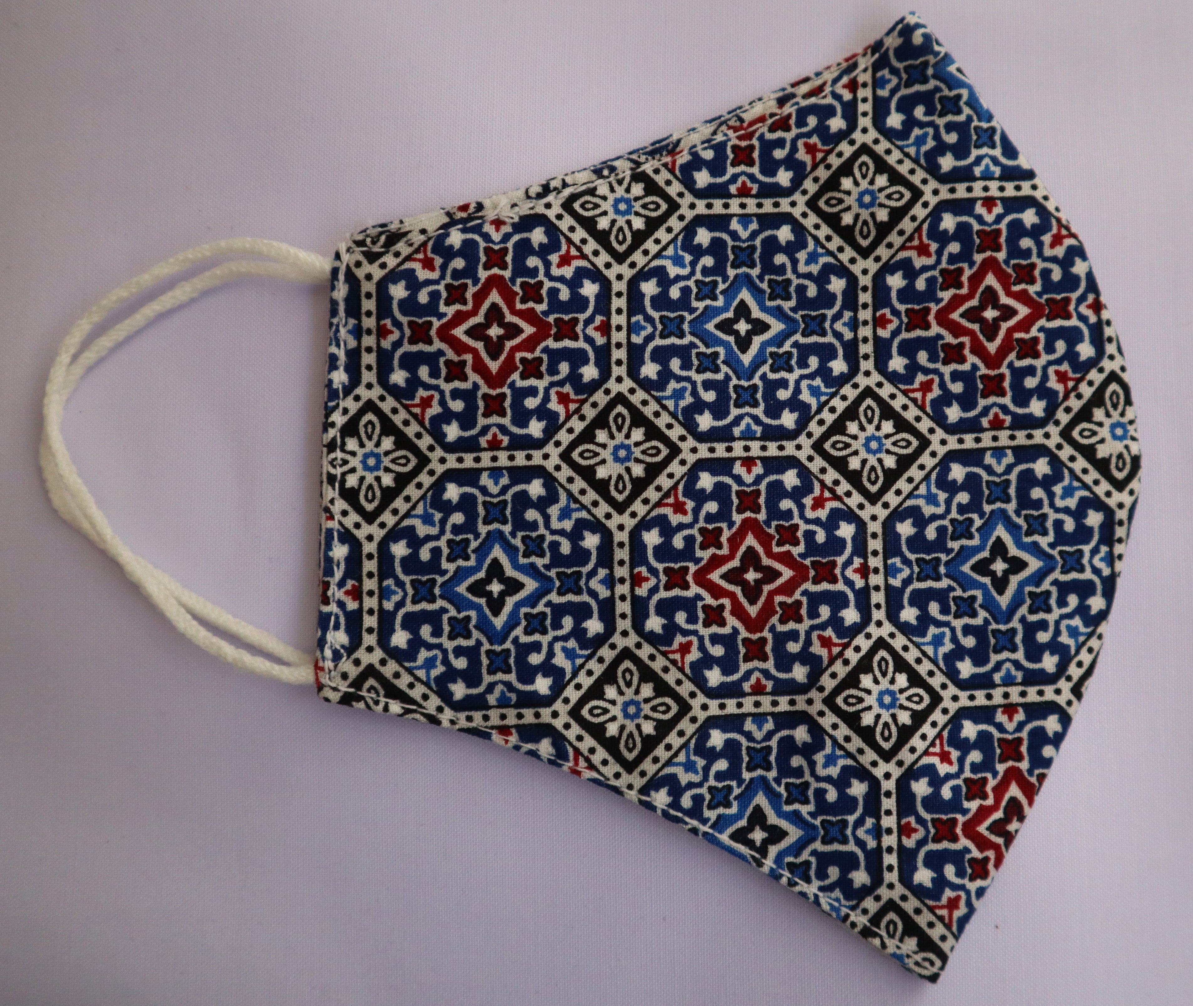 Ajrak Pattern Mask Reusable/Washable/Breathable Double Layer Cotton Fabric - Mask for Girls Boys and Baby- Hunarcrafting Original