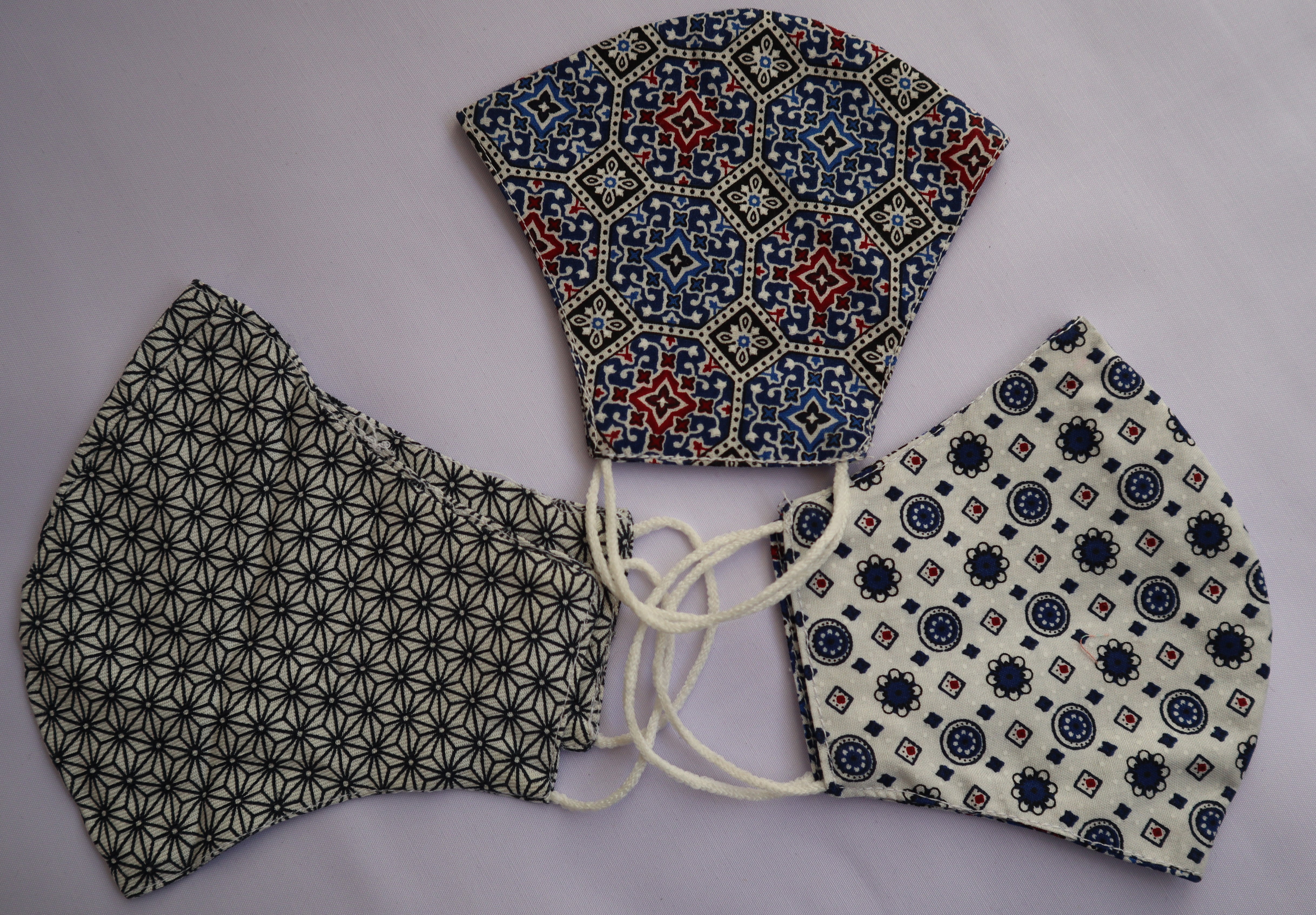 Ajrak Pattern Mask Reusable/Washable/Breathable Double Layer Cotton Fabric - Mask for Girls Boys and Baby- Hunarcrafting Original